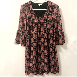 Long Sleeved Floral Print Dress